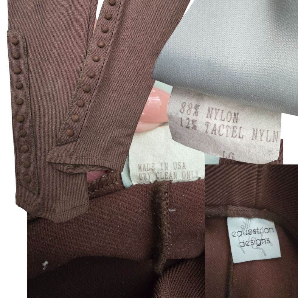 Equestrian Designs Riding Pants Brown Stretch Breeches Leggings USA Women Large - Picture 3 of 4